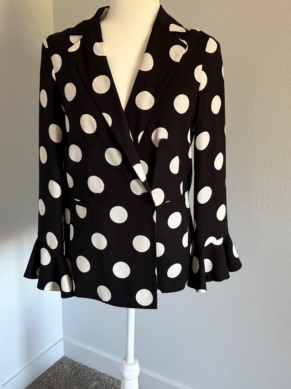 Top Shop Dot Black & White Blazer - Women's Tailored Jacket